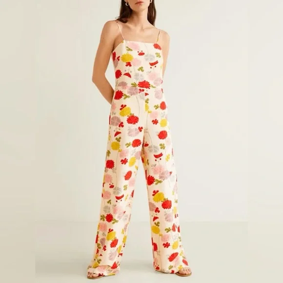 NWT mango MNG linen floral jumpsuit - Picture 2 of 13